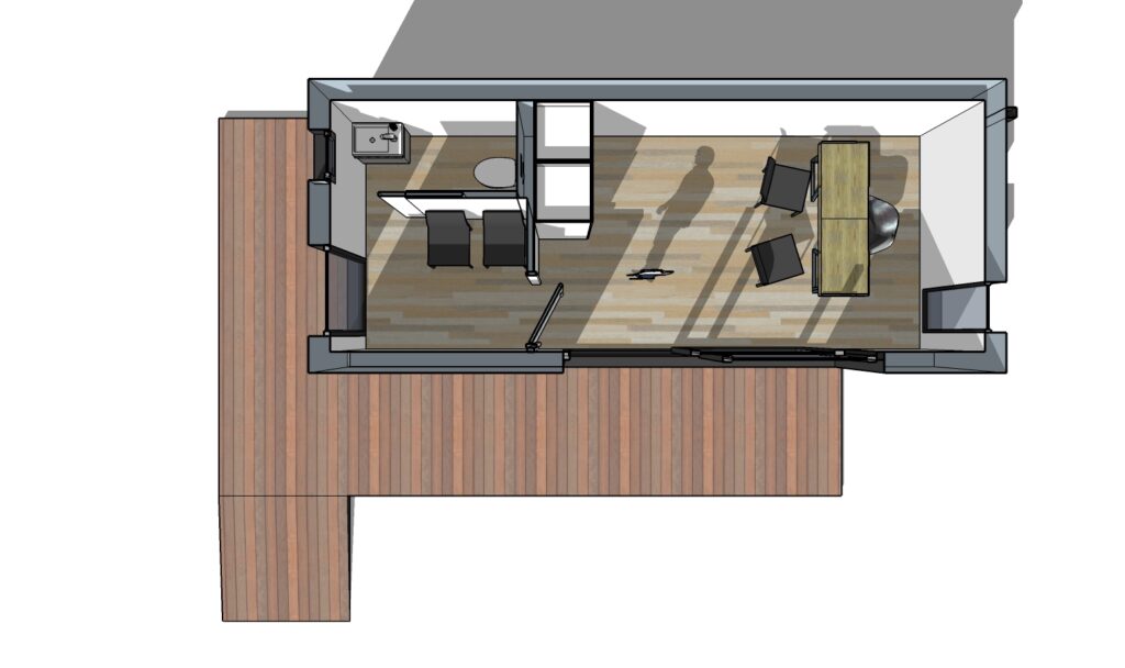 Plan studio de jardin 20m2 Bureau avec WC