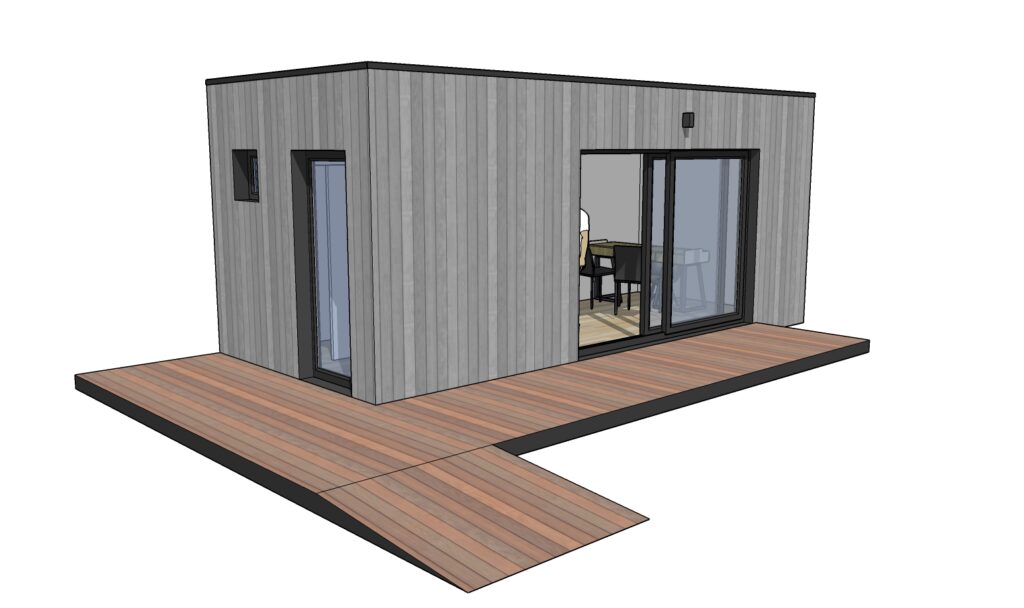 Plan studio de jardin 20m2 Bureau avec WC vue ext