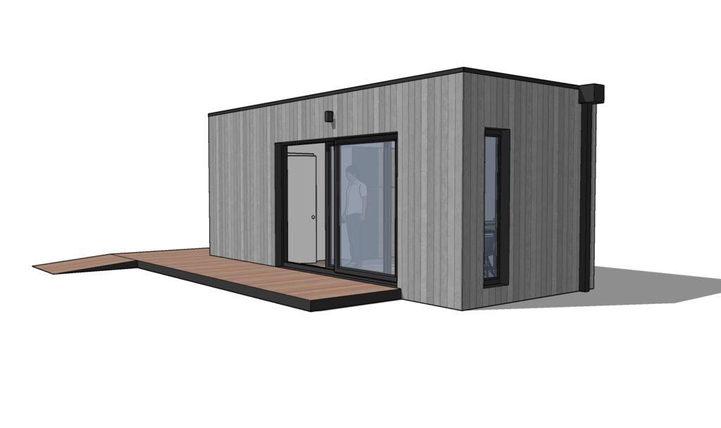 Plan studio de jardin 20m2 Bureau avec WC vue ext 2