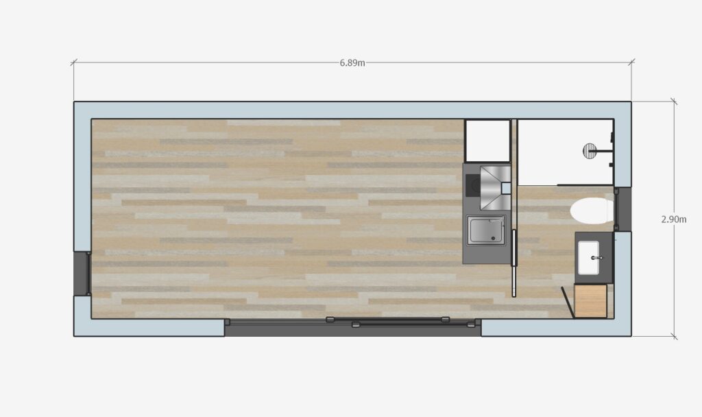 plan studio de jardin 20m2 vue dessus 2